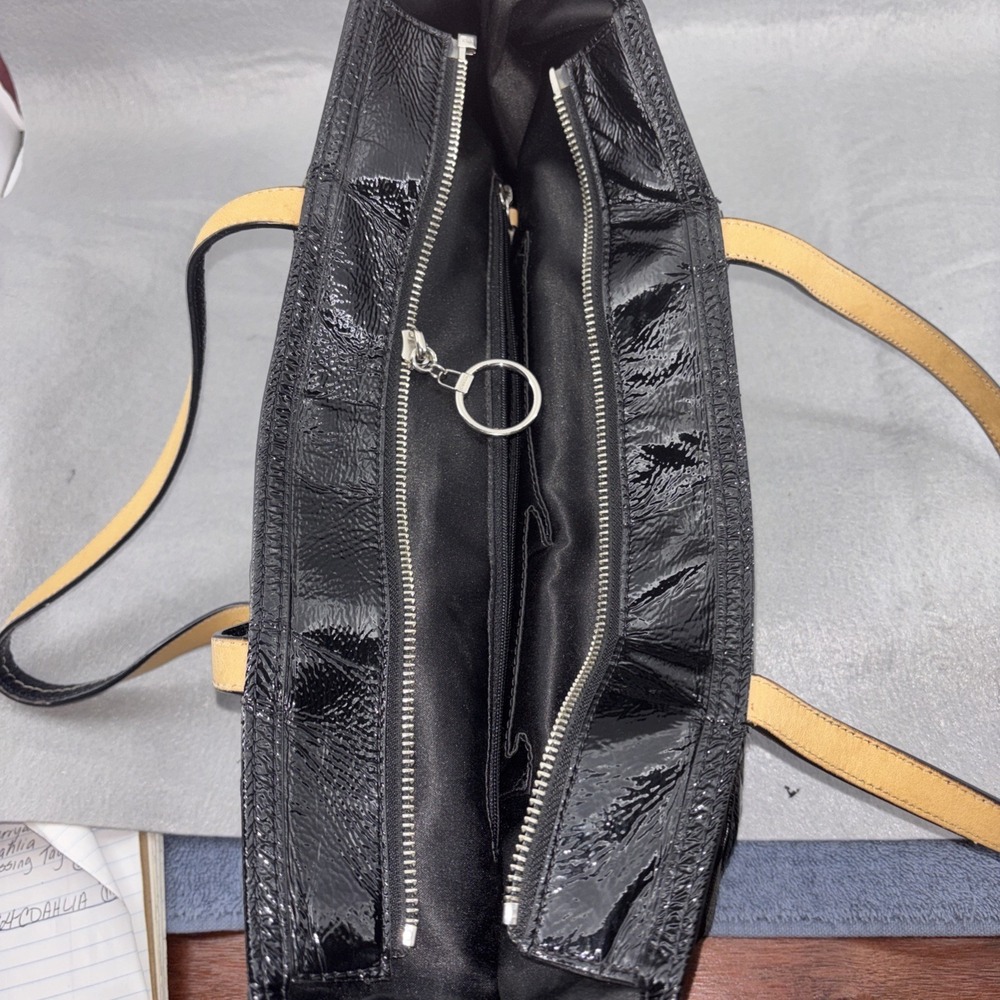 COACH Poppy Signature Quilted Patent Leather Jacquard Black Tote Bag 18676 EUC - Picture 11 of 16